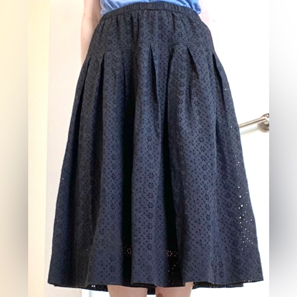 June Pull On Eyelet Skirt (black) Alex Mills